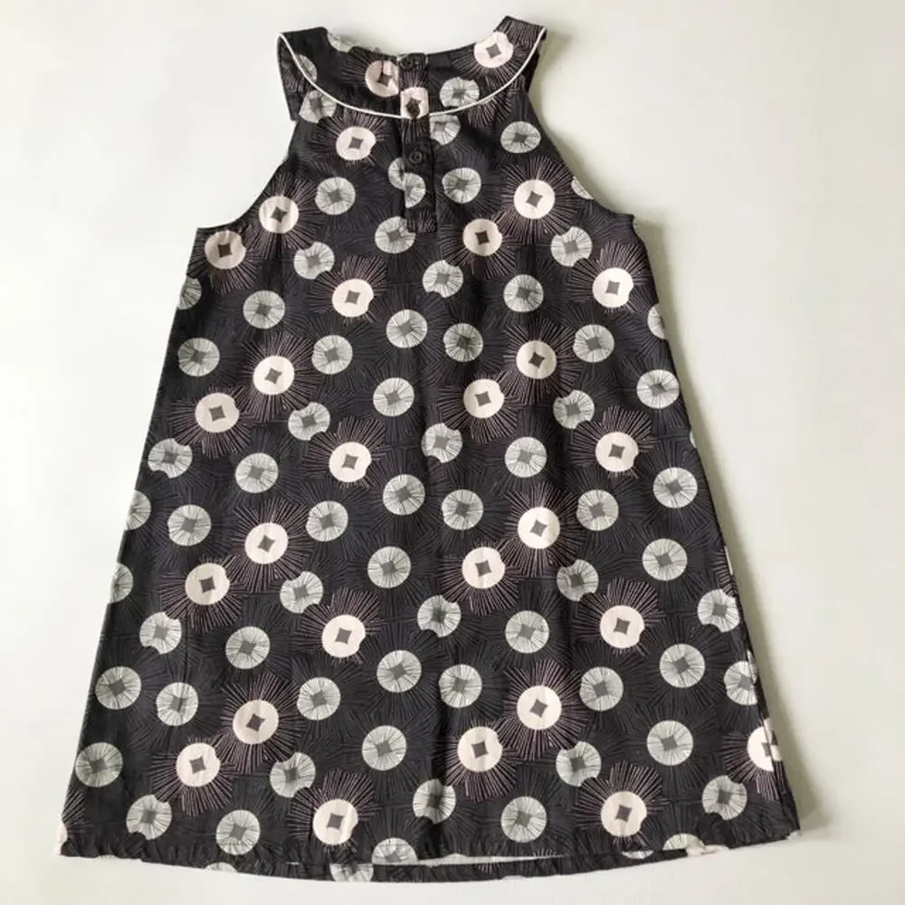 NWT Okaidi Charcoal Graphic Burst Sleeveless Dress Size 6